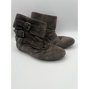 NEW Gianni Bini Ankle Booties Size 6 Grey Suede Flat Western Boots Shoes